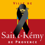 Logo de la ville de Saint-Rémy-de-Provence barré d'un ruban noir