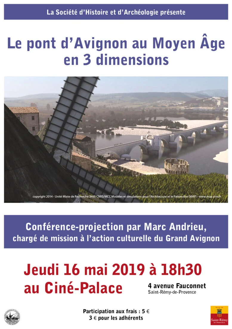 Affiche de la conférence sur le pont d'Avignon par la SHA